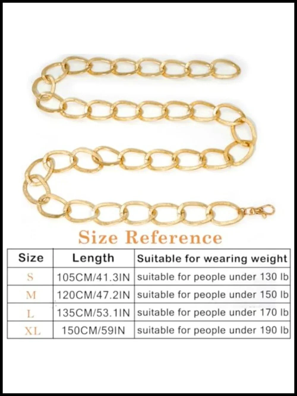 Adjustable Metal Waist Chain Belt Lobster Clasp Belly Link S-XL
